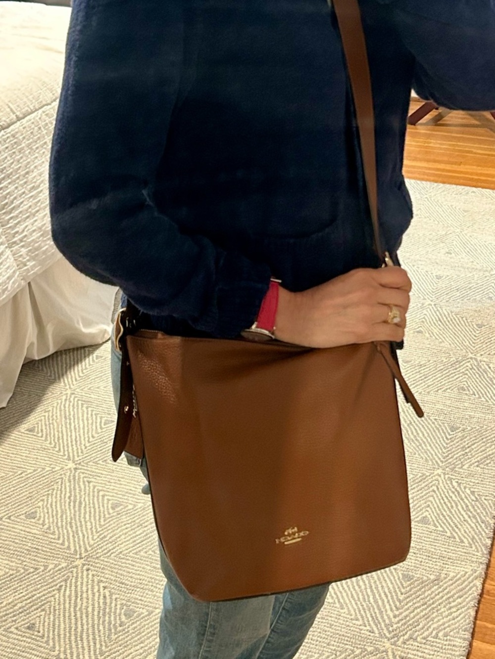 Coach Tan Pebbled Leather Tote with Gold Logo - Picture 3 of 9
